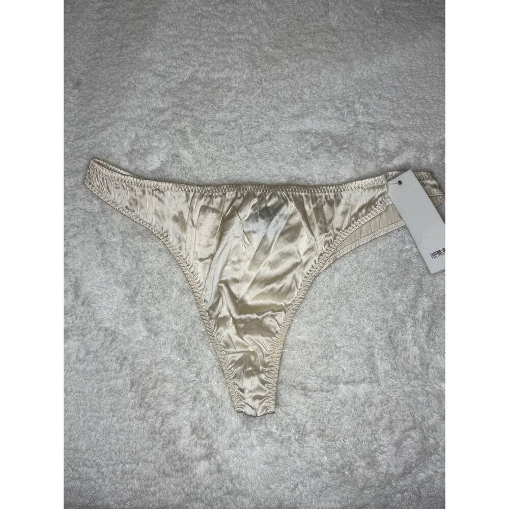 NWOT Wilke-Rodriguez 100% Silk String Bikini Panties Ivory M